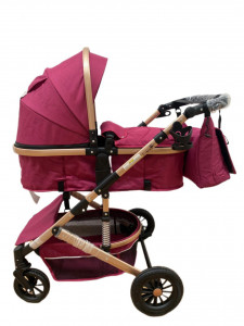 Carucior bebe 2 in 1, 0-36 luni, desene, T7 visiniu