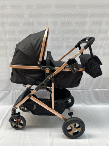 Carucior bebe 2 in 1, pliere cu o singura mana, NEGRU 808 - Img 3