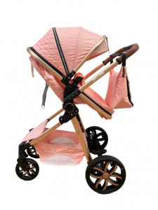 Carucior copii 3 in 1, cu suspensii, reversibil, T9 - roz - Img 4