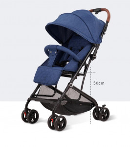 Carucior sport bebelusi, pliere troller, compatibil avion, roti pline, 0-36 luni, albastru - Img 8