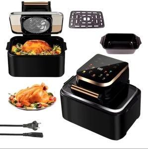 Friteuza cu aer cald, 1700 W, 12L, display Digital, temperatura 200 °C, 6 programe, functii - prajire, coacere, rumenire, grill, vas detasabil, Negru - Img 7