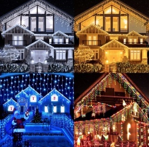 Instalatie franjuri 12 metri pentru impodobirea casei 300 led