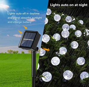 Instalatie solara Globulete Cristal LED, 19,5 metri ,150 led, ALB RECE - Img 4