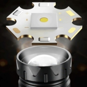 Lanternă puternica cu Zoom In/Out, 9 Moduri de Lumină Puternică, LED + COB, Carcasă din Aluminiu, Husă Gratuită - Img 3