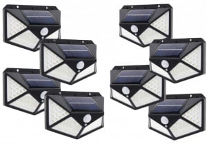PACHET SET 8 LAMPI SOLARE 100 LED + LANTERNA CAP SENZOR MISCARE - Img 2