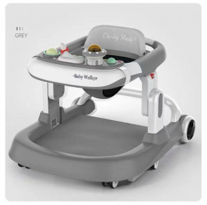 Premergator si Antemergator, 3 in 1,functie si de scaun de masa, reglabil pe inaltime, cu roti de silicon,muzical,gri
