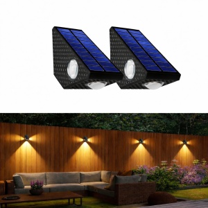 SET 2 LAMPI CU PANOU SOLAR LUMINA IN 3 DIRECTII, 3 LED-URI, ALB CALD