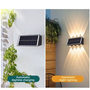 SET 4 LAMPI SOLARE BIDIRECTIONALE CU LUMINA SUS - JOS , 10 LED LUMINA ALB CALD SI RECE - Img 3