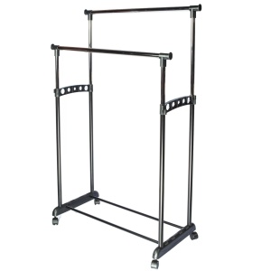 Stand haine dublu, negru, 83x43x94-168 cm - Img 3