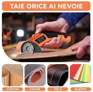 Taietor Electric Carton Fara Fir | Lama Otel Carbon | 6 mm | Blocare Siguranta | 430 g | Portocaliu - Img 8