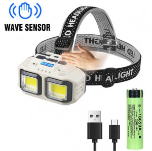 2 x Lanterna de cap, Profesionala, Incarcare USB, Senzor Miscare, 4 Moduri Lumina, 2 Nivele De Intensitate, Pentru Pescuit, Vanatoare, Munca, Indicator Baterie, HX-816S - Img 3