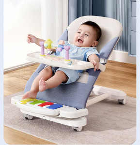 Balansoar TTY Pentru Bebeluși cu Pedale Muzicale, Tavă Detașabilă și Roți 360⁰-Premium Baby, Roz - Img 5