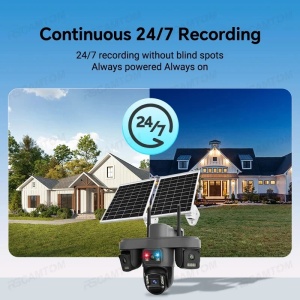 Camera de Supraveghere 4G Solara cu 4 Lentile, 2 Panouri Solare, PTZ 355°, 12MP, AOV, Detectare Uman, Vedere Nocturna Color, IP66, - Img 2