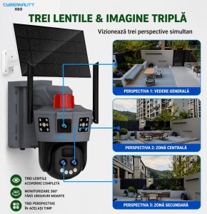 CAMERA SUPRAVEGHERE 2K CU ZOOM OPTIC, CU PANOU SOLAR, 3 LENTILE, 6MP, INTELIGENTA ARTIFICIALAA , SENZOR MISCARE, OKAM PRO - Img 5
