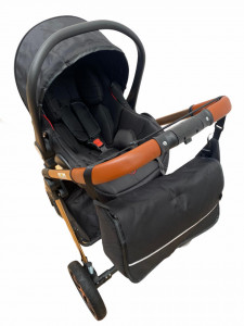 Carucior 3 in 1 Reversibil, cu Suspensii, Geanta Inclusa si Cos Auto, Plabil, T9, Negru - Img 3