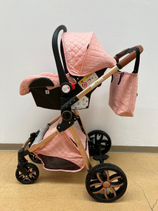 Carucior 3 In 1, Scoica, Landou si Sport, Reversibil Si Cu Suspensii T6, Roz - Img 7