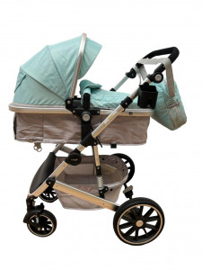 Carucior 3 in 1 T1 , 0-36 luni, transformabil, reversibil,cu roti cauciuc, culoare VERDE