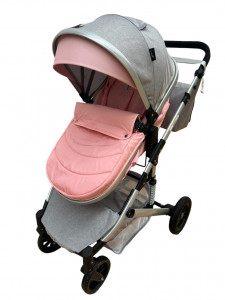 Carucior bebe 2 in 1, 0-36 luni, desene, T7 roz - Img 3