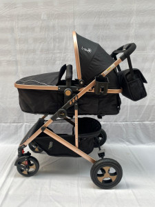 Carucior bebe 2 in 1, pliere cu o singura mana, NEGRU 808 - Img 4