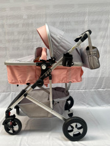 Carucior bebe 808 2 in 1, pliere cu o singura mana, roz