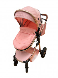 Carucior copii 3 in 1, cu suspensii, reversibil, T9 - roz - Img 5