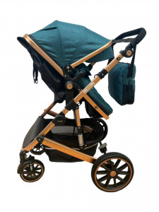Carucior copii transformabil 3in1, Landou Reversibil, T4, Turcoaz - Img 4