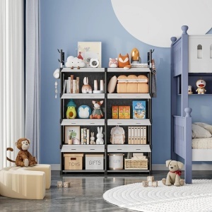 Dulap Organizator Modular 123x84x32cm, cu 8 Compartimente și Uși Rabatabile, Cadru Metalic - Img 5