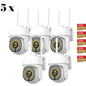 PACHET 5 CAMERE SUPRAVEGHERE WIFI JORTAN JT-8161QJ + 5 CARD MEMORIE 32GB - Img 1