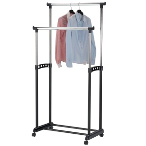 Stand haine dublu, negru, 83x43x94-168 cm