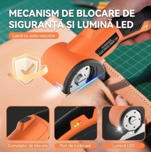Taietor Electric Carton Fara Fir | Lama Otel Carbon | 6 mm | Blocare Siguranta | 430 g | Portocaliu - Img 5