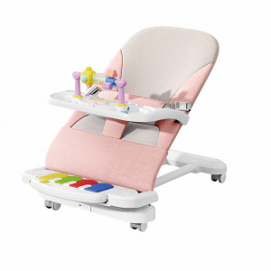 Balansoar TTY Pentru Bebeluși cu Pedale Muzicale, Tavă Detașabilă și Roți 360⁰-Premium Baby, Roz