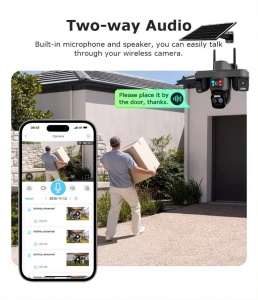 Camera de Supraveghere 4G Solara cu 4 Lentile, 2 Panouri Solare, PTZ 355°, 12MP, AOV, Detectare Uman, Vedere Nocturna Color, IP66, - Img 8