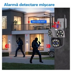 Camera Supraveghere WiFi JORTAN zoom optic JT-8856, 12MP, 4 Lentile cu Zoom, Senzor de miscare, Rotire 360°, Alarma, Vedere Nocturna Color, Waterproof, Negru - Img 2