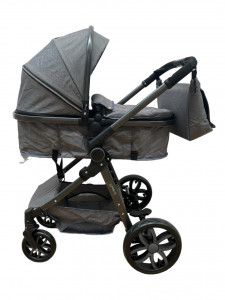 Carucior 2 in 1 T8, Cu landou Reversibil, copertina extensibila, geanta pentru scutece, strangere compacta, plasa de insecte si saltea bambus, gri - Img 5