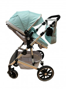 Carucior 3 in 1 T1 , 0-36 luni, transformabil, reversibil,cu roti cauciuc, culoare VERDE - Img 5