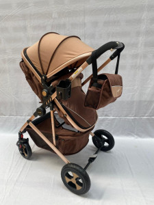 Carucior bebe 2 in 1, pliere cu o singura mana, maro 808