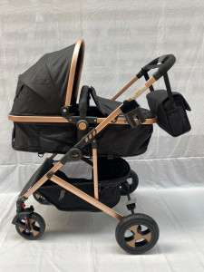 Carucior bebe 2 in 1, pliere cu o singura mana, NEGRU 808 - Img 5