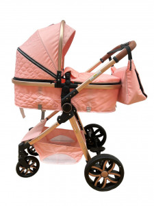 Carucior copii 3 in 1, cu suspensii, reversibil, T9 - roz - Img 6