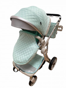 Carucior copii F1 2 in 1, 2 piese, 0-36 luni, verde deschis - Img 5