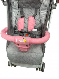 Carucior sport bebelusi, pliere troller, compatibil avion, roti pline, 0-36 luni, roz - Img 6