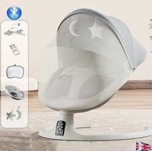 Leagan Electric Bebelusi, 5 Trepte Balansare, Bluetooth, Telecomanda, Plasa Anti-insecte, Centuri 3 si 5 Puncte, 2 Jucarii Incluse, 10 Melodii, 0-12 Luni, 12 kg, 61x75x71cm, Balansoar Leaganel Electric Copii, Roz - Img 6