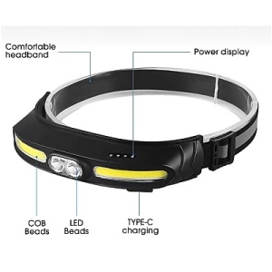 SET 2 X Lanterna de cap 5 moduri de functionare CH500 lumina alba si rosie incarcare USB 400lm - Img 7