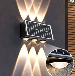 SET 4 LAMPI SOLARE BIDIRECTIONALE CU LUMINA SUS - JOS , 10 LED LUMINA ALB CALD SI RECE - Img 5