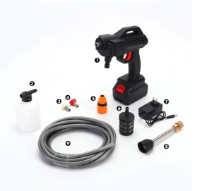 Set pistol presiune cu jet de apa portabil 300W, pe acumulator, 1 acumulatori 48V (spumare, 2 jeturi), gradina, masina - Img 3