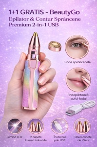 1+1 GRATIS - BeautyGo Epilator & Contur Sprâncene Premium 2-în-1 USB - Img 3