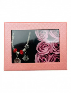 1+1 gratis Cutie cu 6 Trandafiri de sapun si Bratara inoxidabila, in punga de cadou, Love Forever, 12.5×9.5×4.5cm - Img 2