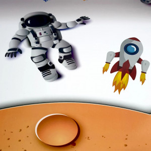 Birou cu scaun copii H20 09, 68x43cm, astronaut - Img 3