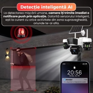 CAMERA DE SUPRAVEGHERE TRIPLA CU PANOU SOLAR, SLOT DE CARTELA 4G, 15MP - Img 9