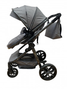 Carucior 2 in 1 T8, Cu landou Reversibil, copertina extensibila, geanta pentru scutece, strangere compacta, plasa de insecte si saltea bambus, gri - Img 6