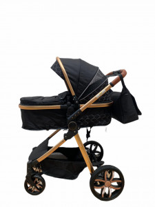 Carucior 3 in 1 Reversibil, cu Suspensii, Geanta Inclusa si Cos Auto, Plabil, T9, Negru - Img 4